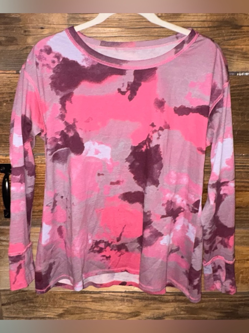 NWOT Seed to Style Organic Cotton Pink and Purple Watercolor Shirt